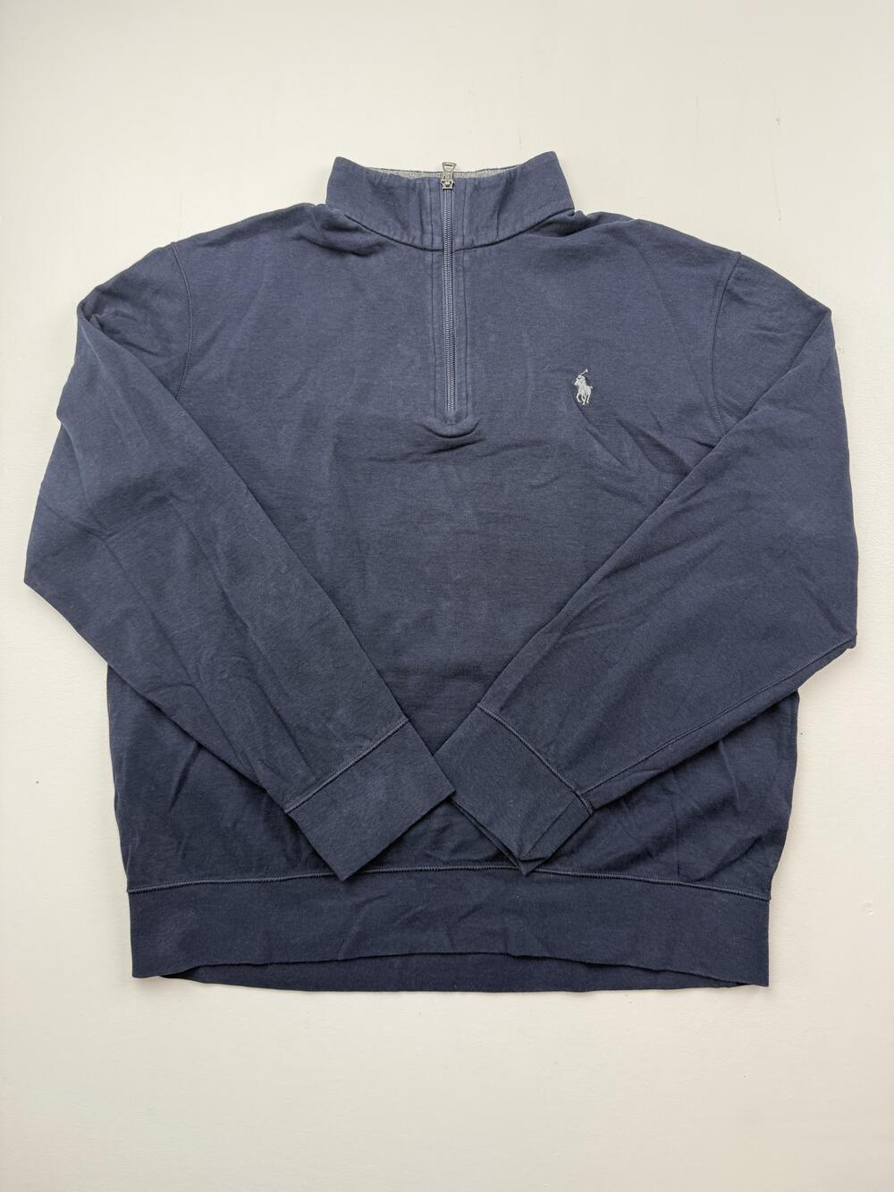 Polo Ralph Lauren Sweatshirt Mens Large Blue 1/4 Zip Performance Mock Neck